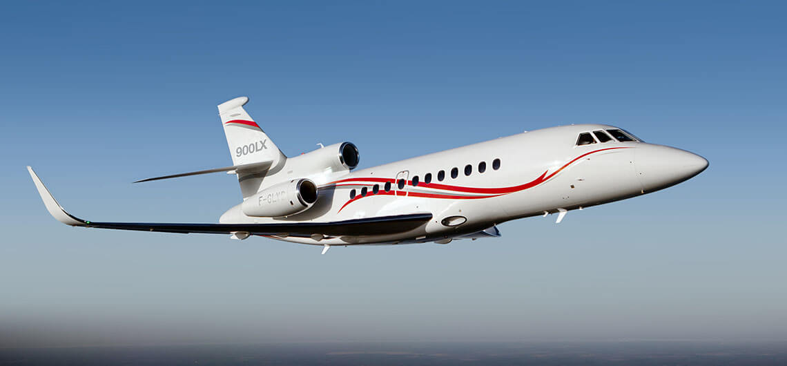 Private jet in flight